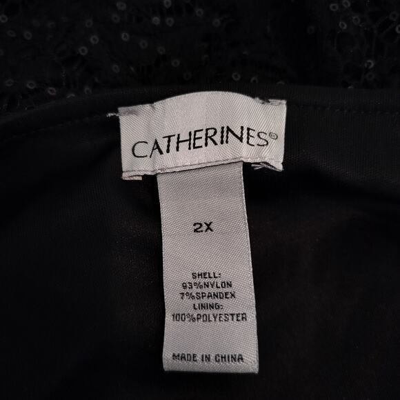 Catherines Black Lace Tunic Sequins Bell Sleeve V Neck - Picture 9 of 9